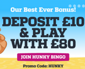 Hunky Bingo - 70 welcome bonus